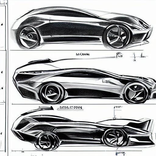 Drawing, Blueprints for a car, science fiction, technical, high quality, engineering