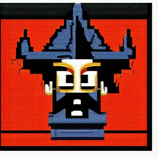 evil wizard, 16x16 pixel art, MS-DOS, 1994