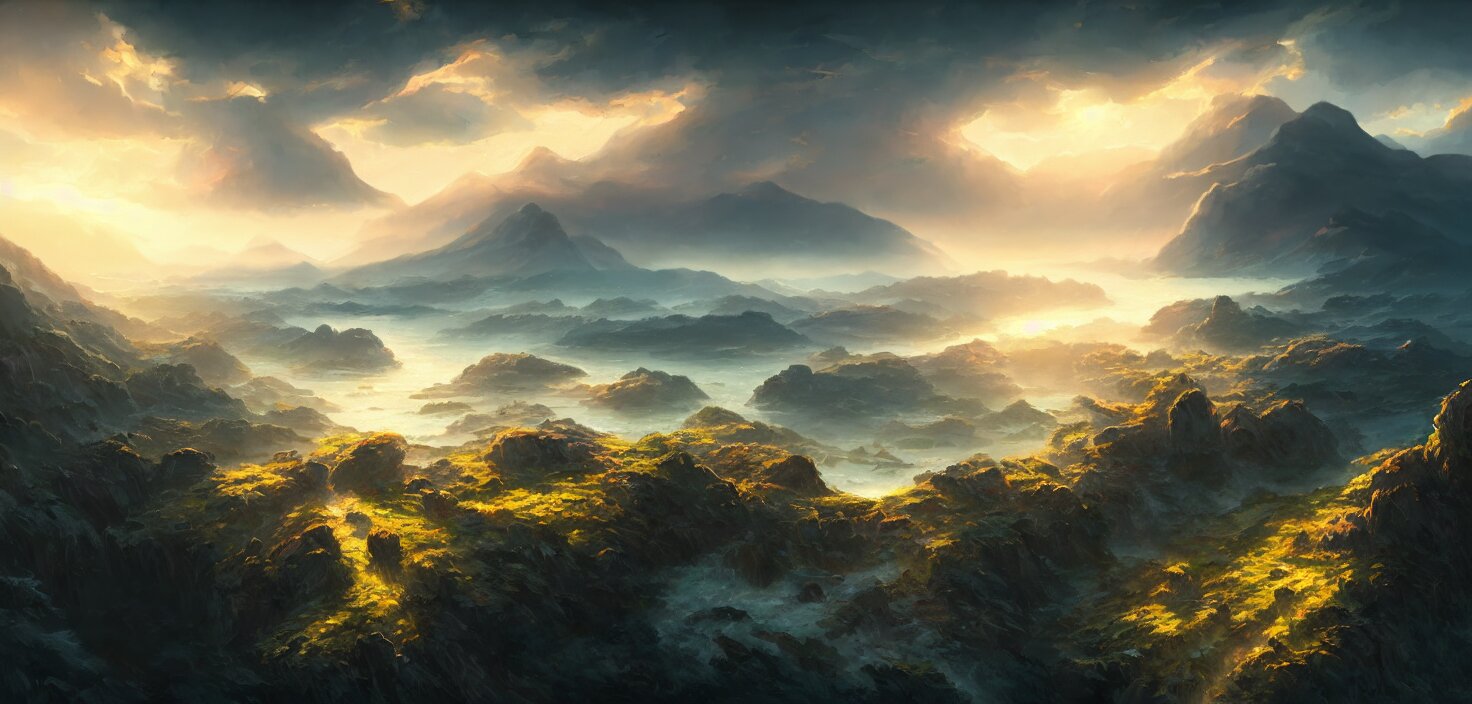 nature landscape, aerial view, drone photography, cinematic, mountains and ocean, cinematic view, epic sky, detailed, concept art, high detail, warm lighting, volumetric, godrays, vivid, beautiful, trending on artstation, by jordan grimmer, art greg rutkowski 