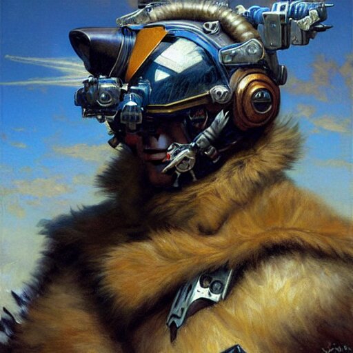 a portrait of a wolf dogman canine star pilot. highly detailed painting by gaston bussiere, craig mullins, j. c. leyendecker, furry 