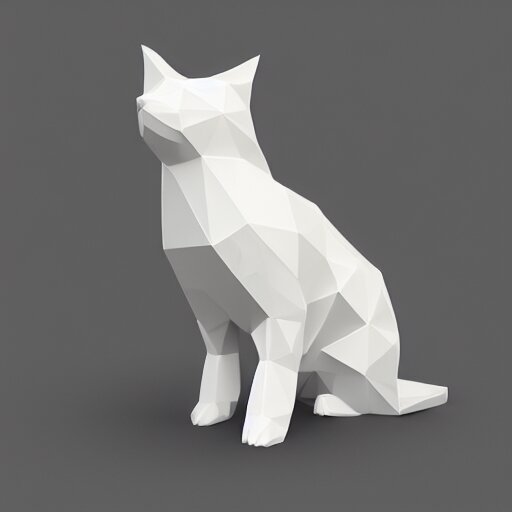 low poly render of a cat on a white background isometric 3D Utra HD