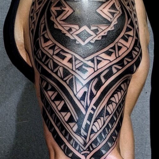 tribal tattoo along forearm