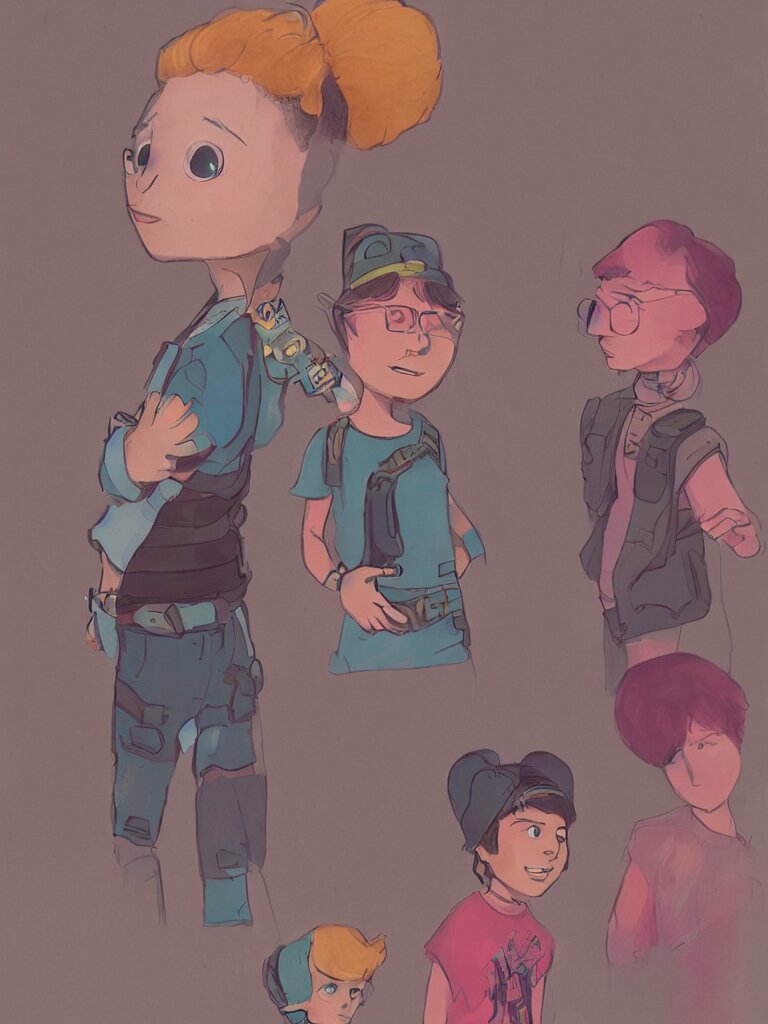 non - binary kid by disney concept artists, blunt borders, rule of thirds 