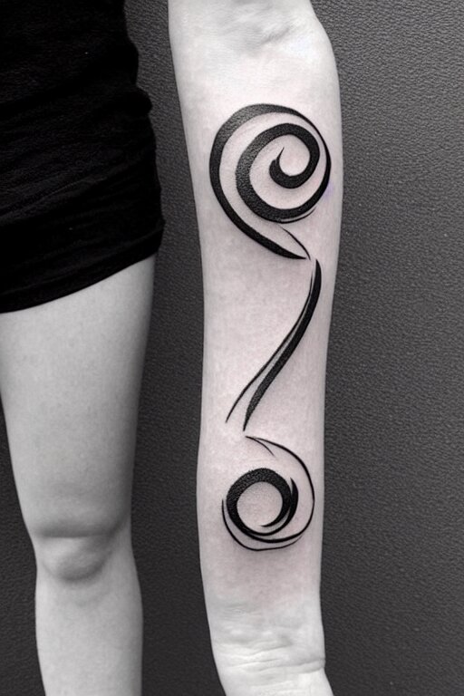 a simple tattoo design of birds flying in a 2 spiral, black ink,... -  