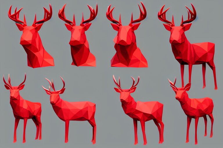 lowpoly art of red deer 