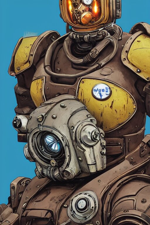 hardmesh retro futurist steampunk fallout 7 6 power armor head, hyper realistic, art gta 5 cover, official fanart behance hd artstation by jesper ejsing, by rhads, makoto shinkai and lois van baarle, ilya kuvshinov, ossdraws, that looks like it is from borderlands and by feng zhu and loish and laurie greasley, victo ngai, andreas rocha, john harris radiating a glowing aura global illumination ray tracing hdr 