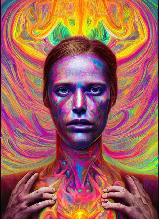 portrait ultra dimensional entity, accidentally tripping on dmt and acid, psychedelic experience, overwhelming psychosis of self realization and burning awakening, ultra high definition, unreal engine 5, hyperrealism, masterpiece composition, by martine johanna, barclay shaw 