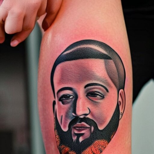 a tattoo of a dj khaled 