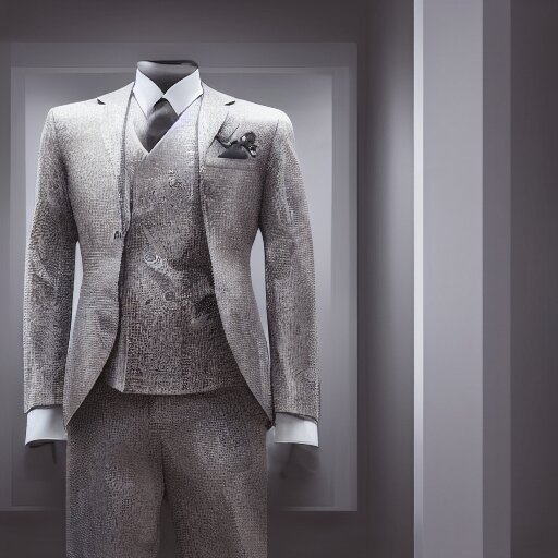 full shot photograph of a suit made of mirrors, photorealistic photograph cinematic lighting intricate detailed 8 k resolution 