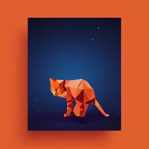 orange to red gradient low poly art of cat 