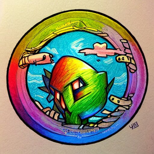  Colored pencil art on paper, Terraria Logo, highly detailed, artstation, MasterPiece, Award-Winning, Caran d'Ache Luminance