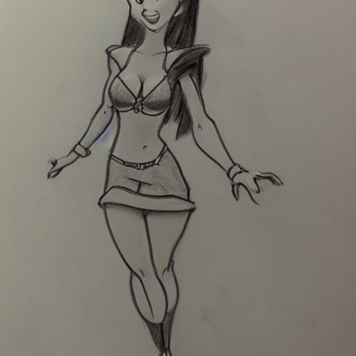 milt kahl pencil sketch of angie varona disney style