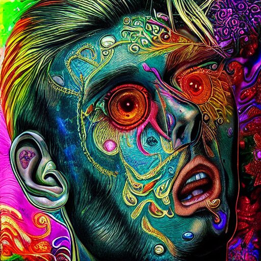 an extremely psychedelic portrait of mgk, surreal, lsd, face, detailed, intricate, elegant, lithe, highly detailed, digital oth, sharp focus, illustration, 