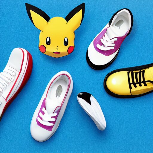 shoes in the style of pokemon, product photo