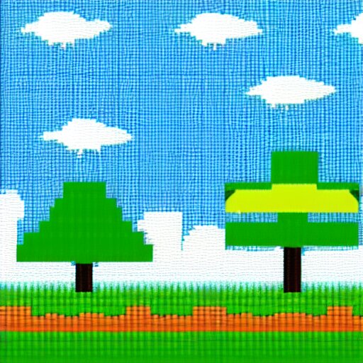 8-Bit Green Meadows with azure sky