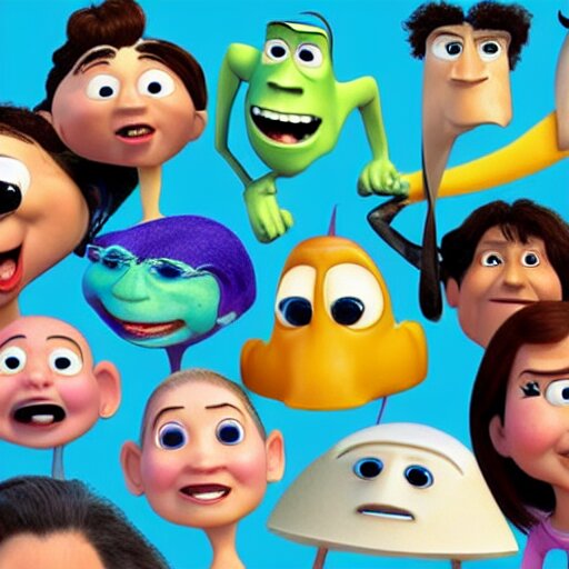 a cast of pixar characters 