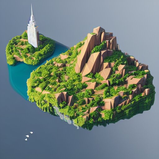 Lexica Low Poly Art Of New York As A Floating Island In The Sky Low