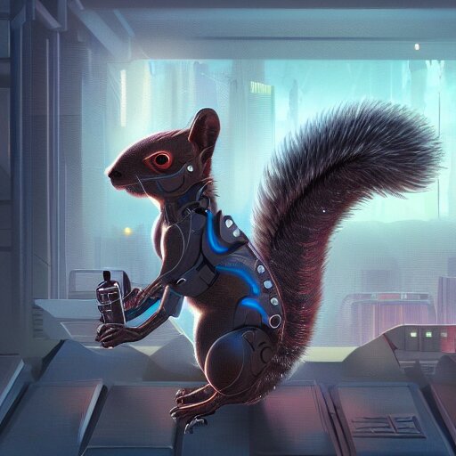 cyberpunk squirrel, cyborg, intricate, digital painting, artstation, intricate, concept art, smooth, sharp focus, unreal engine 