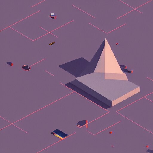 isometric view of giant floating triangular monolith in valley by james gilleard and madmaraca, textured, detailed, beautiful, 8 k wallpaper 