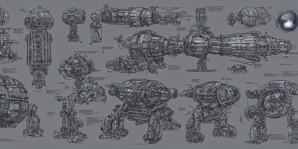 a giant robot, bulbous biomechanical mri machine millennium falcon space - station vuutun palaa with massive piping inspired by a nuclear reactor submarine and maschinen krieger, character sheet, concept design, contrast, kim jung gi, greg rutkowski, zabrocki, karlkka, jayison devadas, trending on artstation, 8 k, ultra wide angle, pincushion lens effect 