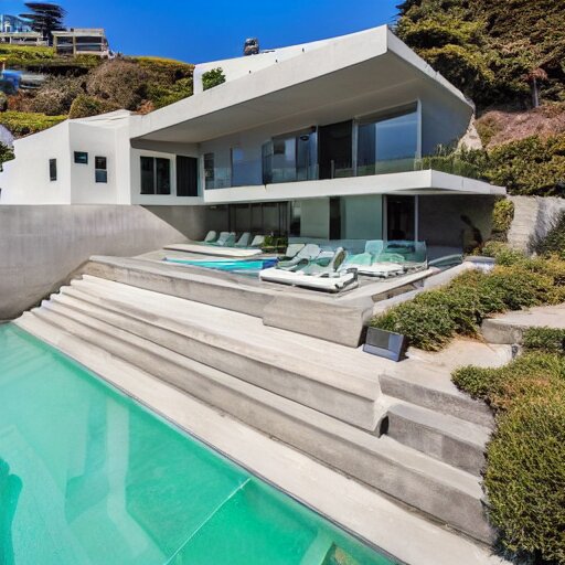 a modern concrete mansion on the bluffs overlooking downtown san francisco 