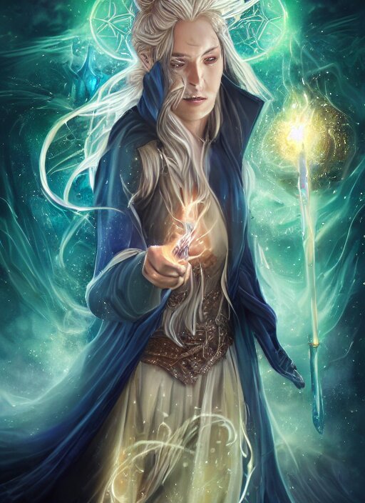 in the style of throne of glass book cover, whole body portrait of a young adult female magician casting a spell with fireballs in her hands, blue and green magic lights aura, a portal with elvish symbology opened, d & d, fantasy, highly detailed, digital art, trending on artstation, smooth, sharp focus, illustration, art by artgerm and hirokazu yokohara, greg rutkowski 