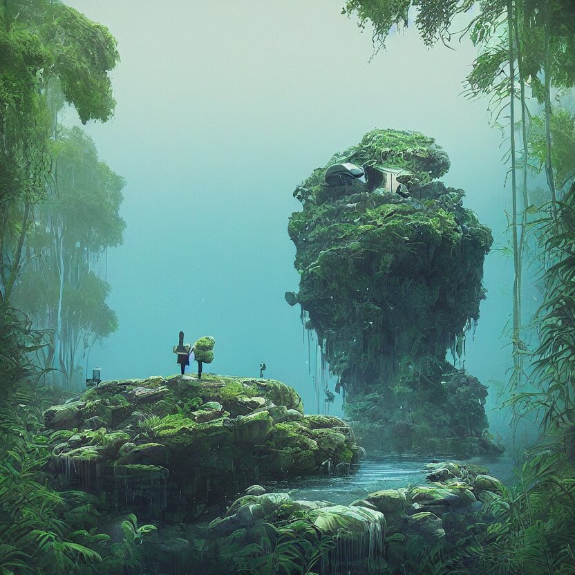 the submerging wisdom in the ecosystem acrylic painting  by Beeple and CGSociety