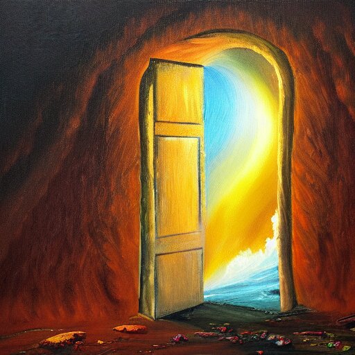 a doorway to another universe, oil painting 