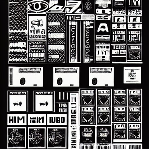 black on white graphic design stickers in style of david rudnick, eric hu, y 2 k, 