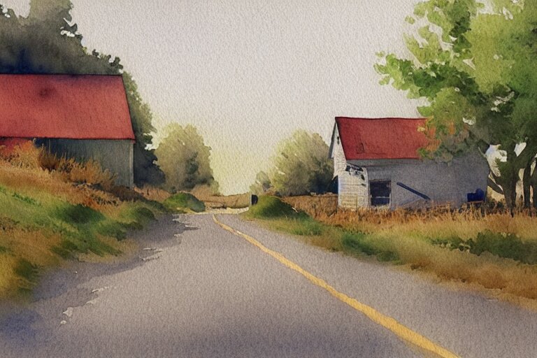 country road store goose watercolor trending on artstation 