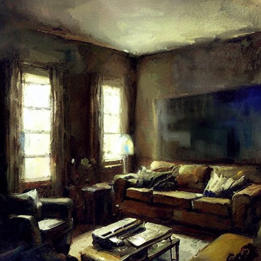 modem living room painting by jeremy mann 