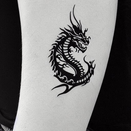 A dragon tattoo, minimalistic, simplistic,