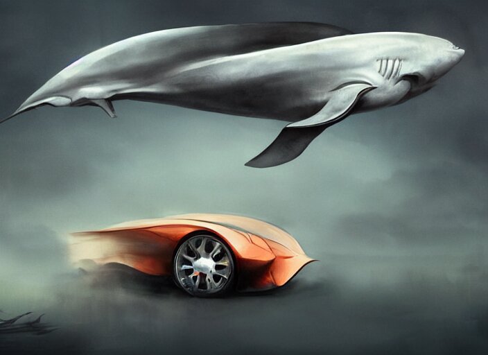 beautiful concept design of a car that looks almost like a fish, a shark or a whale. car design by cory loftis, fenghua zhong, ryohei hase, ismail inceoglu, ruan jia, henrik fisker, bruce kaiser, scott robertson, dmitry mazurkevich, doruk erdem, and jon sibal. volumetric light 