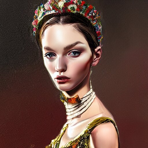 Russian fashion, gucci catwalk, oil painting, digital art, ultradetailed, artstation