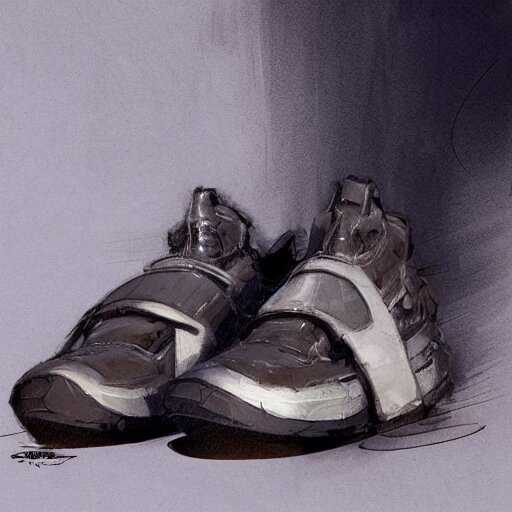 a concept art of nike shoes, by Craig mullins, Steve Purcell, Ralph McQuarrie. Trending on artstation. Centered image, no background