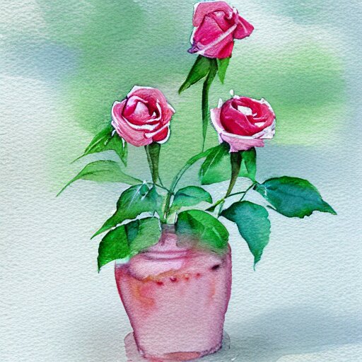 watercolor little roses 