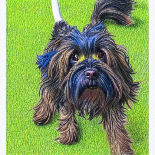  Colored pencil art on paper, Dog playing in park, highly detailed, artstation, MasterPiece, Award-Winning, Caran d'Ache Luminance