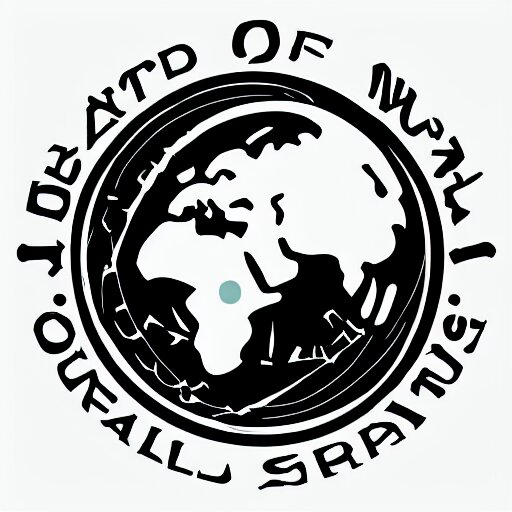 an old logo representing a skull mixed with a world map