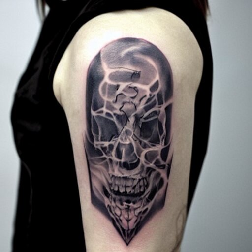 ghost tattoo design, hyper realstic, on arm, high detailed 