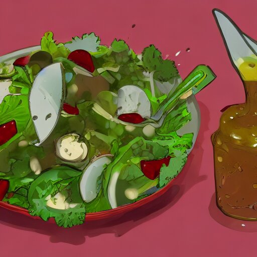 salad sponge dressing, Trending on Artstation, Hiroaki Tsutsumi style