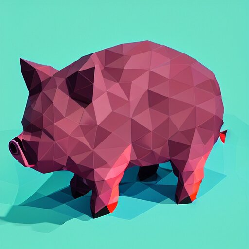 low poly pig in an isometric view using a playstation 1 ps 1 aesthetics, asset, blank background 