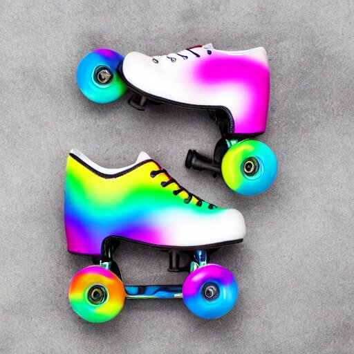 tie - die roller skates on a white background 