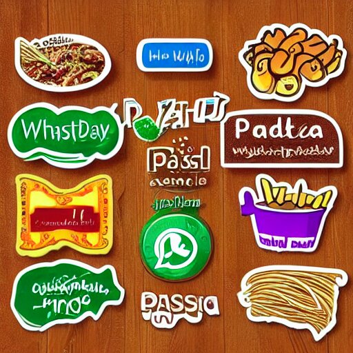 a whatsapp stickers pack of pasta, digital art 