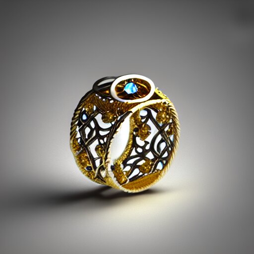 intricate!! nordic ring and necklace and ear, silver and gold and diamond, isolated on a dreamy background. flowers in the background, refraction, occlusion, filigree, lower and upper levels, keyshot render, octane render, vray render 