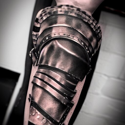 an up close gladiator with shield and sword, tattoo, tattoo art, Black and grey tattoo style,