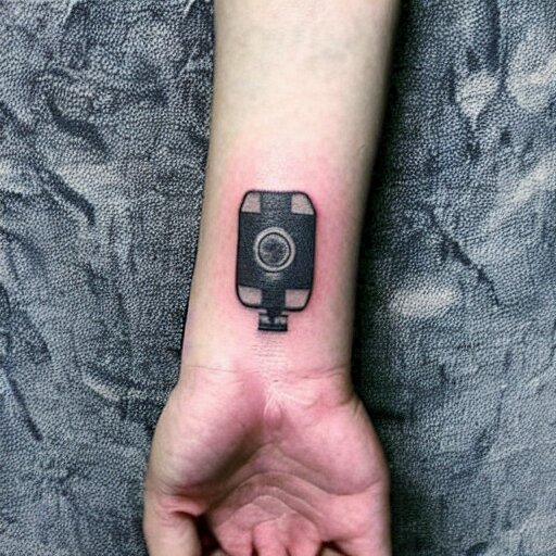 tattoo of a sp - 4 0 4 audio mixer along forearm 