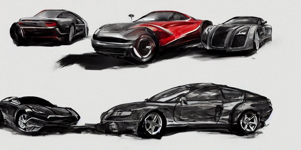 mashup concept of two cars as one. No background, concept art style.