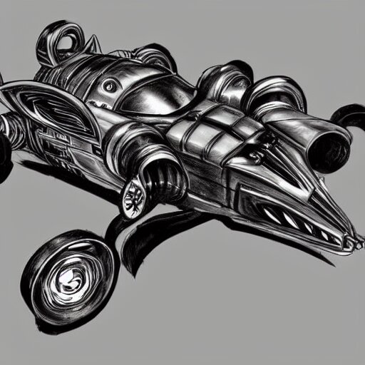 steampunk batmobile concept sketch