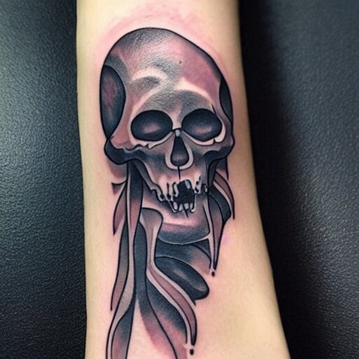 ghost tattoo design, hyper realstic, on arm, high detailed 