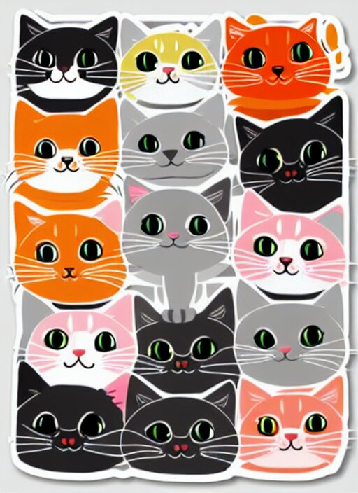 cats and sushi sticker sheet 